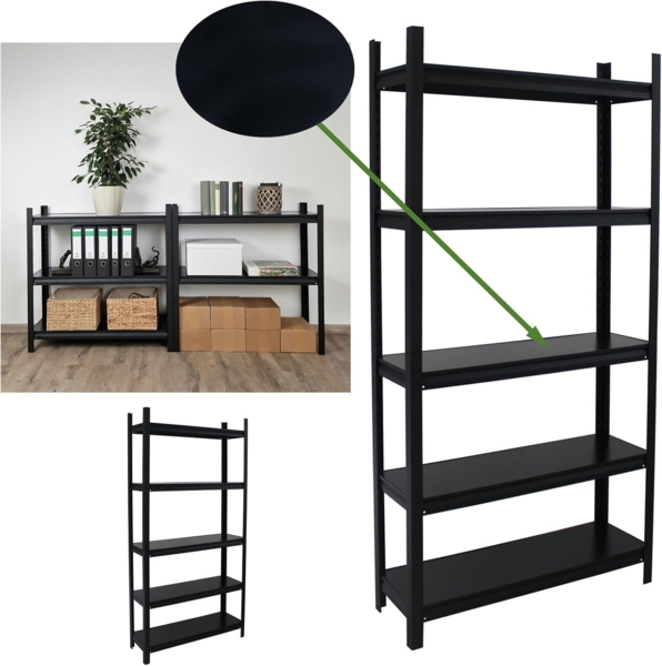 2x Wohnzimmerregal 180x90x30cm Stahl Traglast 600 kg Regalböden 8 mm Steckregal Schwerlastregal