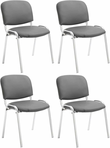 CLP 4er Set Stühle Ken Chrom Kunstleder gepolstert,grau