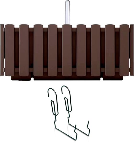Prosperplast Blumenkasten Boardee Fencycase, Balkonkasten mit Aufhängung 58cm Weiß/Grau/Braun/Anthrazit