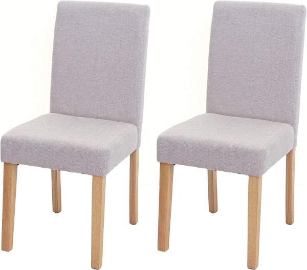 2er-Set Esszimmerstuhl Stuhl Küchenstuhl Littau ~ Textil, creme-beige, helle Beine