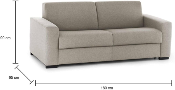 Talamo Italia Schlafsofa Elisabetta 2Sitzen Large,Wohnzimmersofa,Made in Italy,Drehbare Öffnung mit Matratze und Netz inklusive,aus gepolstertem Stoff, schmalen Armlehnen,cm:180x95h90,FarbeTaubengrau Bild 2