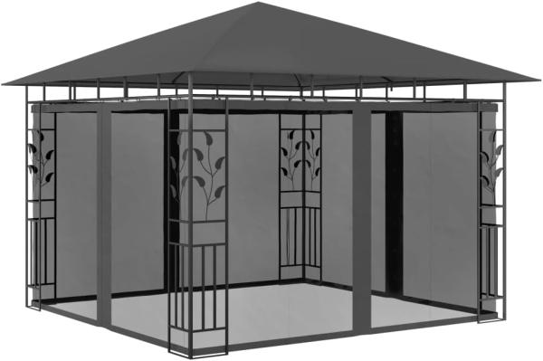 Pavillon mit Moskitonetz 3 x 3 x 2,73 m Anthrazit 180 g/m²