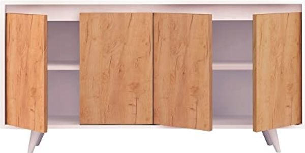 WELL HOME MOBILIARIO & DECORACIÓN Möbel aus weißer Eiche mit 100% Melaminbeschichteter Spanplatte, 140 x 86 x 40