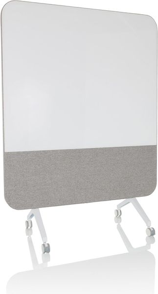 hjh OFFICE Trennwand inkl. Whiteboard Vision Board Mobile 2-in-1 Akustiktrennwand mit Rollen, inkl. Tafellöscher, magnetisch, Grau 891014