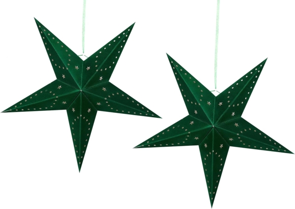 Wanddekoration 2er Set LED MOTTI Stern 60 cm Smaragdgrün