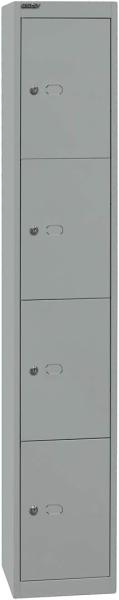 Bisley Schließfachschrank Office, 1 Abteil, 4 Fächer, T 305 mm, Farbe silber