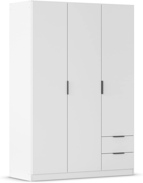 Rauch Möbel Lagoa, Kleiderschrank, Garderobe für Schlafzimmer, Kinderzimmer, Jugendzimmer 3-türig, 2 Schubladen, mit Zubehör Premium, Farbe Weiß, Breite 136