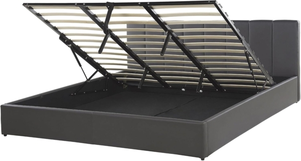 Polsterbett 'DREUX' mit Bettkasten, hochklappbar Grau 180x200 cm