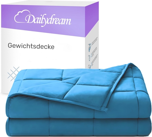 Dailydream Therapie Gewichtsdecke aus Baumwolle, 9,5Kg für Erwachsene, 155 x 200 cm, Blau