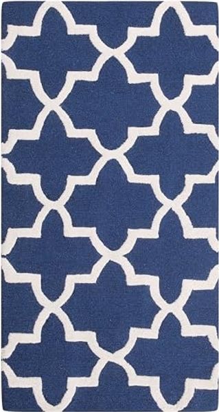 Teppich blau 80x150 cm marokkanisches Muster Kurzflor SILVAN