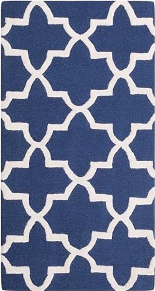 Teppich blau 80x150 cm marokkanisches Muster Kurzflor SILVAN