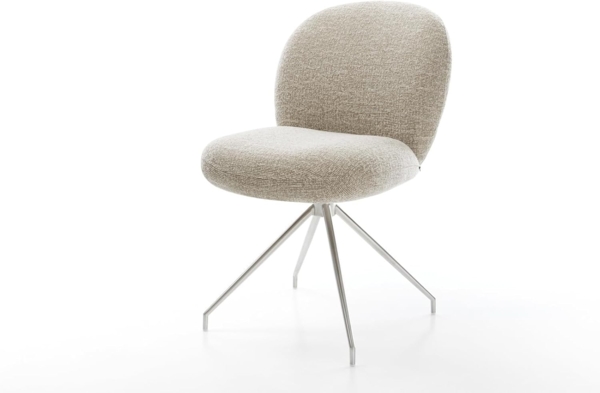 Esszimmerstuhl Nube-Flex Webstoff Soft Beige Kreuzgestell konisch Edelstahl Taschenfederkern Bild 3
