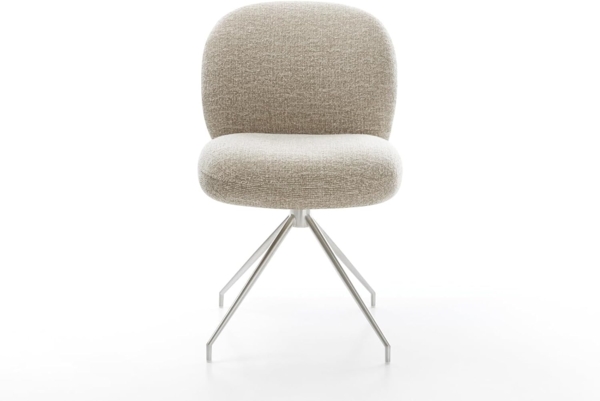 Esszimmerstuhl Nube-Flex Webstoff Soft Beige Kreuzgestell konisch Edelstahl Taschenfederkern Bild 4