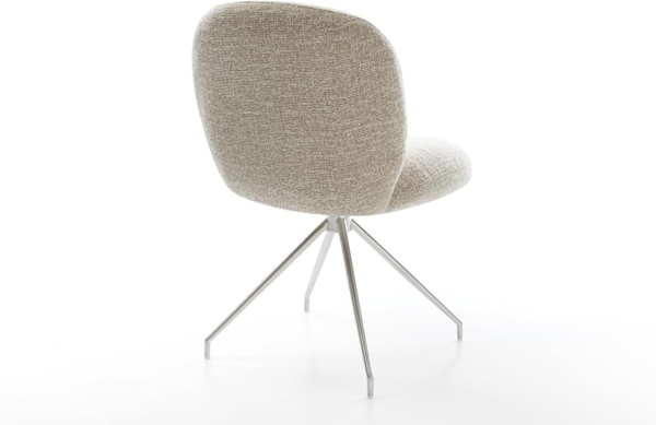 Esszimmerstuhl Nube-Flex Webstoff Soft Beige Kreuzgestell konisch Edelstahl Taschenfederkern Bild 7