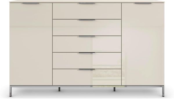 rauch Schubkastenkommode Kommode Türkommode Sideboard Kombikommode FLIPP mit Glasfront (Breite 160/180 cm mit 4 Einlegeböden), 2-trg mit 5 Schubladen und Soft-Close-Funktion, Glasfront, 2 Breiten Bild 5