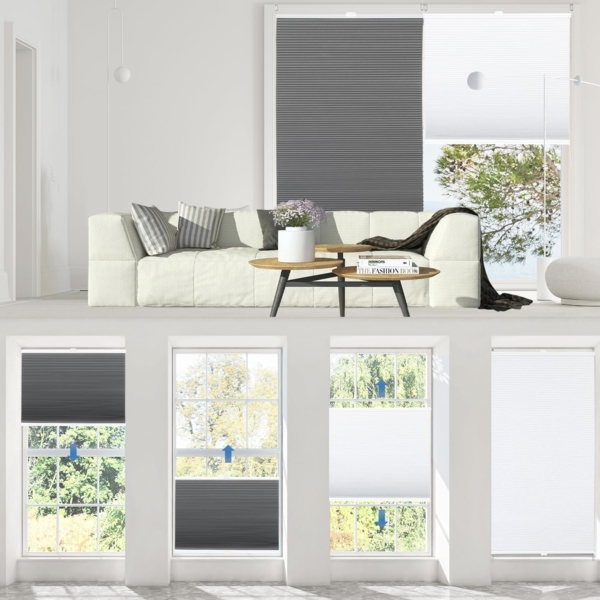 Sekey Wabenplissee Ohne Bohren Verdunkelung Rollo 100% verdunkelnd Blickdicht, Klemmfix, Aluminiumschiene, ZWeißeitig wählbar in Weiß & Grau 60x100 cm (BxH) Bild 6