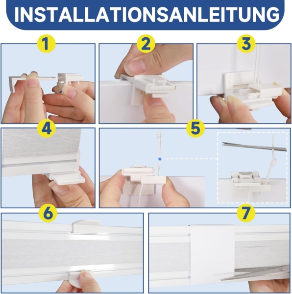 Sekey Wabenplissee Ohne Bohren Verdunkelung Rollo 100% verdunkelnd Blickdicht, Klemmfix, Aluminiumschiene, ZWeißeitig wählbar in Weiß & Grau 60x100 cm (BxH) Bild 5