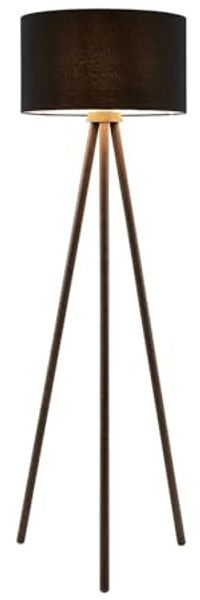 Lindby Stehlampe Majken, Holz Schwarz IP20, 1 x 60 W