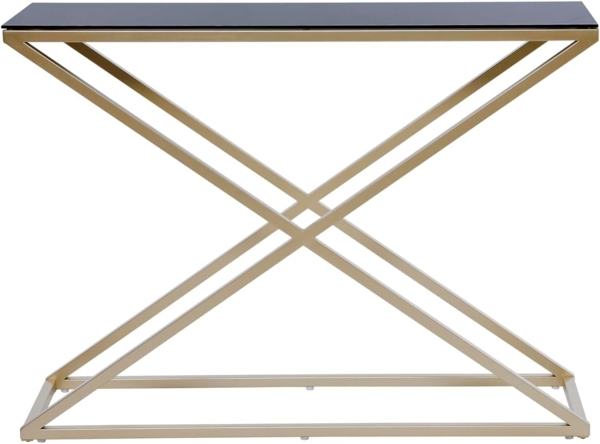 Jahnke Xtra Console Konsole, Engineered Wood, Schwarzglas/Goldfarben, One Size