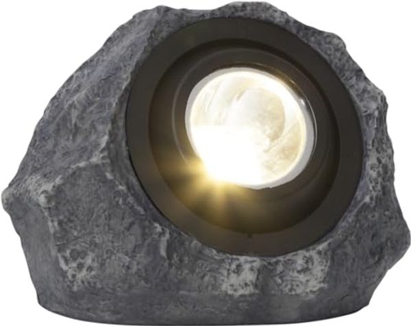 LED Solar-Stein ,Rocky', verstellbarer Spot, Dämmerungssensor, warmweiß, grau, 20x16cm