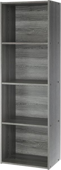 Iris Ohyama, Schrank, 4 Büroregale, Bücherregal, stabil, große Kapazität, multifunktional, massiv, Schlafzimmer, Wohnzimmer – Office Basic Rack - CX-4FN – Graue Eiche