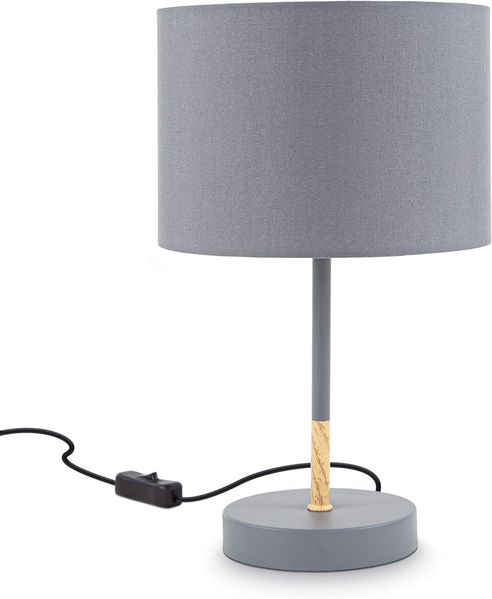 LED-Leuchtmittel B.K.Licht Tischleuchte Grau Textilschirm Ø20cm max. 40W E27 ohne Leuch