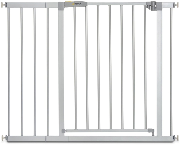 Hauck Stop'n Safe 2 Türschutz-/Treppengitter, 96-101 cm, ohne Bohren, erweiterbar mit Verlängerungen von 9 cm und 21 cm bis 122 cm, kombinierbar mit Y-Spindeln, Metall, beidseitig schwenkbar, silber