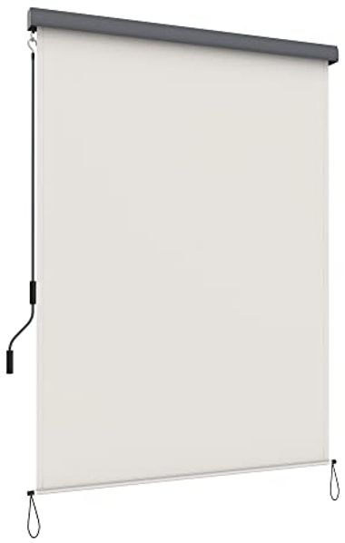 SONGMICS Senkrechtmarkise für Balkon, 1,8 x 2,5 m (B x L) Terrasse, mit Grauer Markisenkassette, Vertikalmarkise für außen, Markise für Windschutz, Sonnenschutz und Sichtschutz, Beige GSA185M01