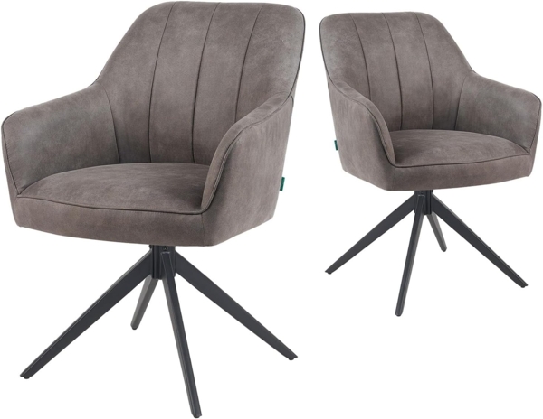 DUBI Möbel Polsterstuhl Mika-Timo 2er-Set, Federkern, pulverbeschichtet, 360° drehbar im 2er-Set