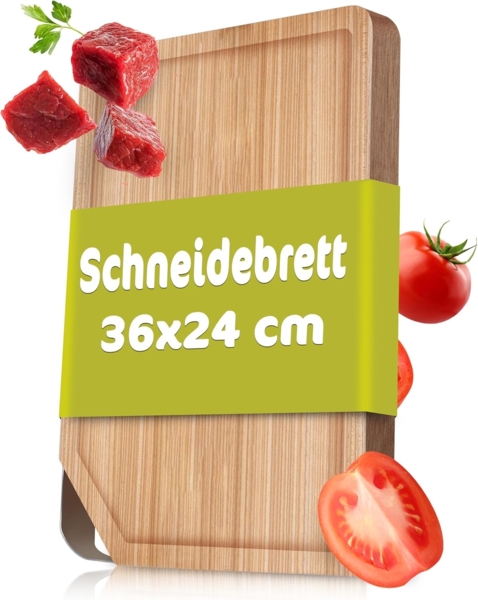 Rösle Schneidebrett 36x24 cm Ulme mit Edelstahlgriff