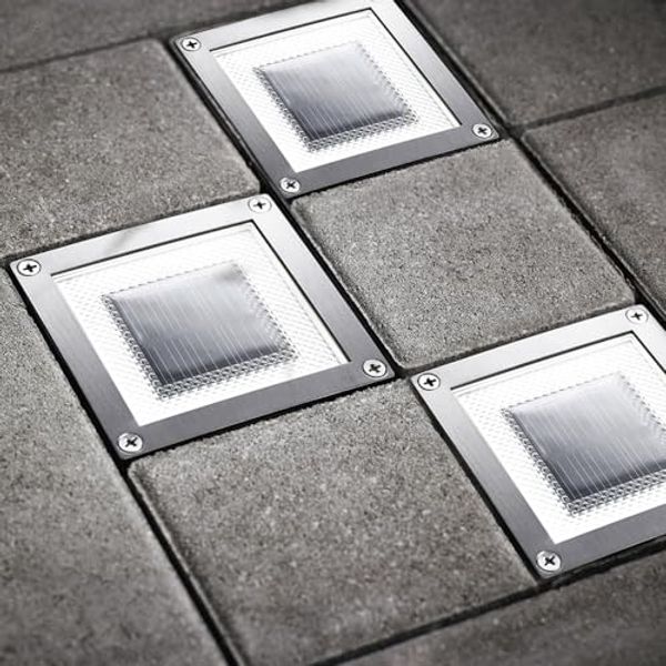 MeLiTec LED Solarleuchte 3er Set, Solar-Bodeneinbauleuchte, IP67, bis 750kg, SEL05, LED wechselbar, Tageslichtweiß, zum Einbau in Verbundsteinpflaster, bis zu 750kg Belastbarkeit