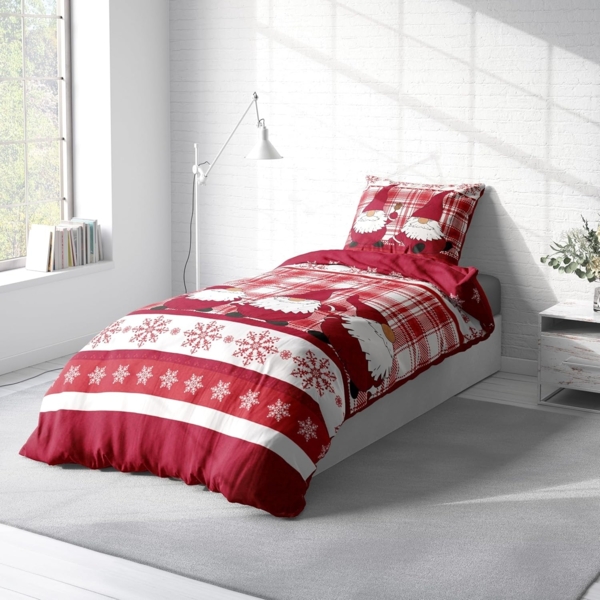 One Home Bettwäsche Winter Thermofleece, Fleece, 2 teilig, Weihnachten Wichtel Christmas, kuschelig flauschig warm weich Modern Bild 4