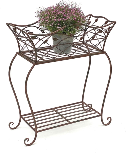 DanDiBo Blumenständer mit Korb Blumenkasten Braun 66 cm 93980 S Pflanzenkasten Modern Pflanzenständer Pflanzenregal