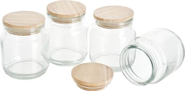 VBS Vorratsglas Vorratsglas mit Holzdeckel, Glas, (8-tlg), 4 Stück, ca. 100 ml