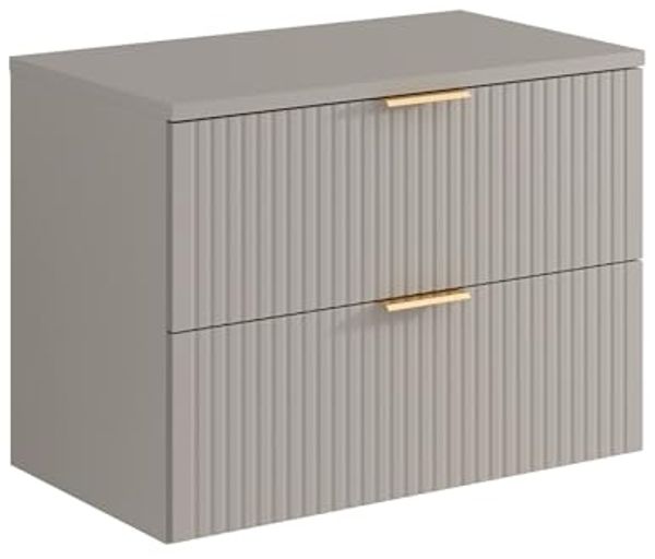 Vente-unique - ZEVARA Waschbeckenmöbel Holz, Platte Beige - B 46 cm x H 57 cm x L 80 cm