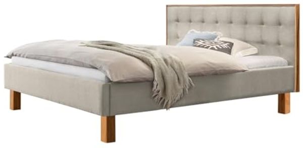 Hasena Dream Pronto Noah Polsterbett 180x200 cm Wildbuche natur, geölt - Fusshöhe 25 327-Pepe beige