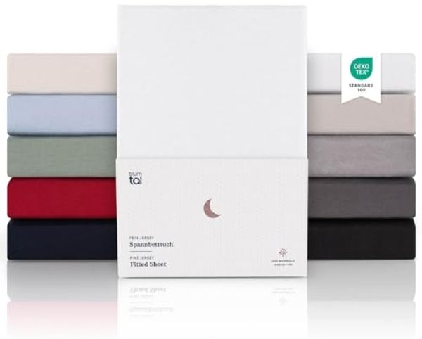 Blumtal® Premium Jersey Topper Spannbettlaken 120x200 cm, Oeko-TEX Zertifiziert, Superweiches 100% Baumwolle Bettlaken, bis 10cm Topper höhe, Weiß