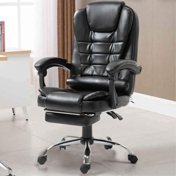 BAKAJI USB-Massagesessel, Schreibtischstuhl, Büro, drehbar, neigbar, Leder, Schwarz, Kunstleder, Medium