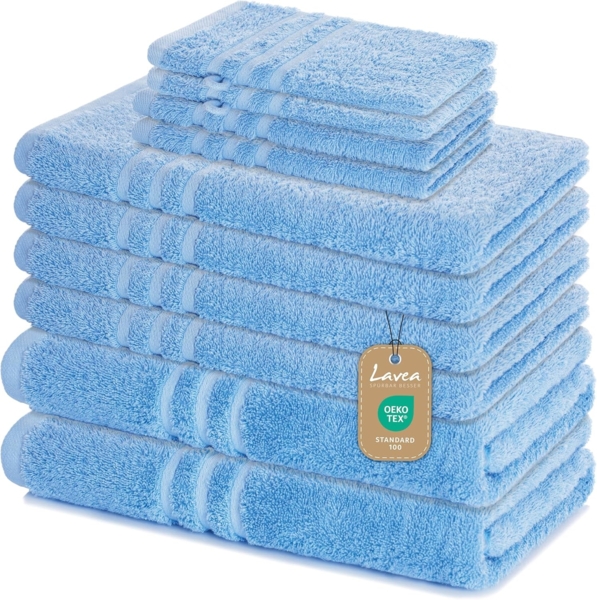 Lavea Handtuch Set Elena, Duschtücher, Handtücher, Gästetücher, Waschhandschuhe, 100% Baumwolle (Set, 10-St), Frottierserie, weich & saugstark, pflegeleicht, 500 g/m² Frottier