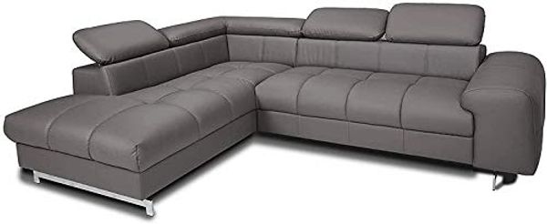 Mivano Ecksofa Chef / Sofa in L-Form mit Ottomane und verstellbaren Kopfstützen in Lederoptik / 262 x 72 x 206 / Kunstleder Elephant