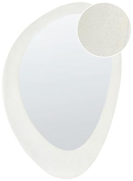 Wandspiegel AUDES 60 cm 90 cm Samtstoff Cremeweiß