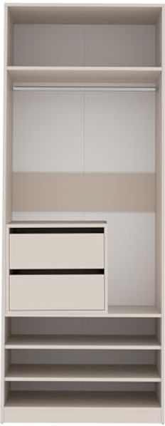 Marmex Möbel TRES SET 14C offener Modulschrank, Kleiderschrank mit Einlegeböden, Schubladencontainer, laminierte Spanplatte, graubeige cashmere, 80x206x51 cm