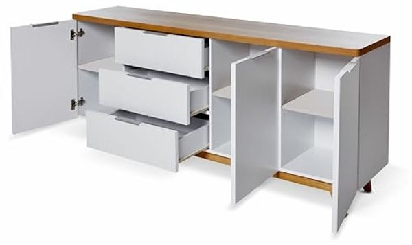 Jahnke Sideboard, Engineered Wood, Kerneiche/Weiss, One Size Bild 7