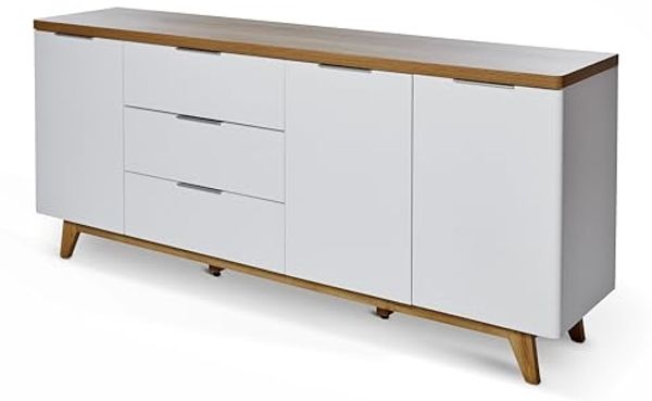 Jahnke Sideboard, Engineered Wood, Kerneiche/Weiss, One Size