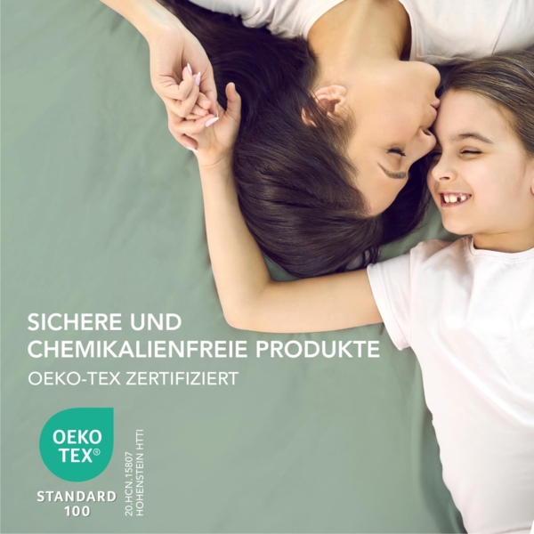 Dreamzie Spannbettlaken 140x200 cm - 35 cm Tiefe Tasche - 100% Mikrofaser Bettlaken - Hellgrün, Schadstoffgeprüft (Oeko TEX), Bettlaken mit Gummizug Bild 6