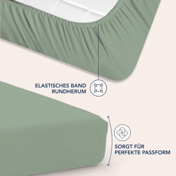 Dreamzie Spannbettlaken 140x200 cm - 35 cm Tiefe Tasche - 100% Mikrofaser Bettlaken - Hellgrün, Schadstoffgeprüft (Oeko TEX), Bettlaken mit Gummizug Bild 3