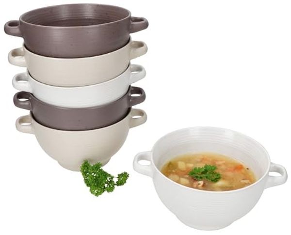 MamboCat Suppenteller 6x Sandy Suppentasse 450ml mit Henkeln Suppenterrine stapelbar