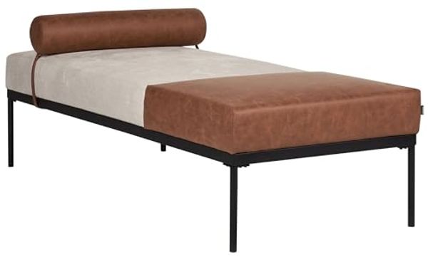 Chaiselongue Leinenoptik Kunstleder beige braun MALMOS
