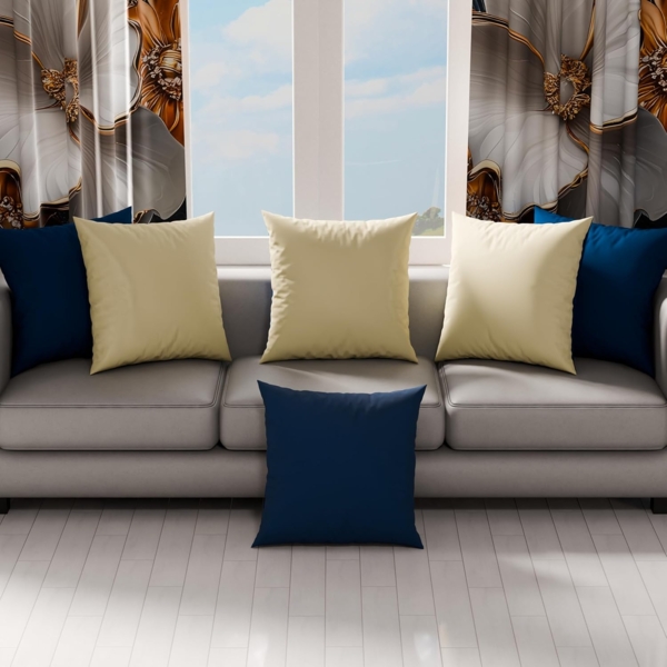 PETTI Artigiani Italiani - 1 Paar Kissenbezüge 80x80 cm aus Mikrofaser, Dekokissen für Schlafzimmer, Sofa, Set mit 2 Kissenbezügen, doppelseitiger Kissenbezug Blau Taupe Bild 3