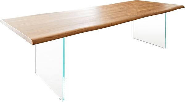 Esstisch Edge 260x100 Akazie Natur Glas Live-Edge